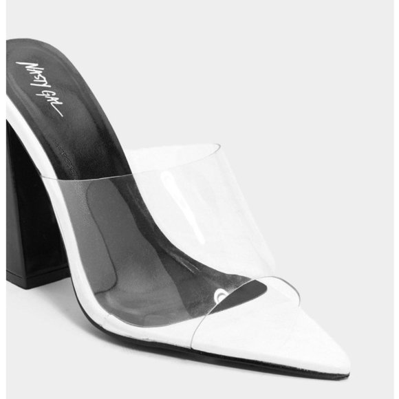Nasty Gal White and Clear Slip on Heels 8 - Picture 3 of 4